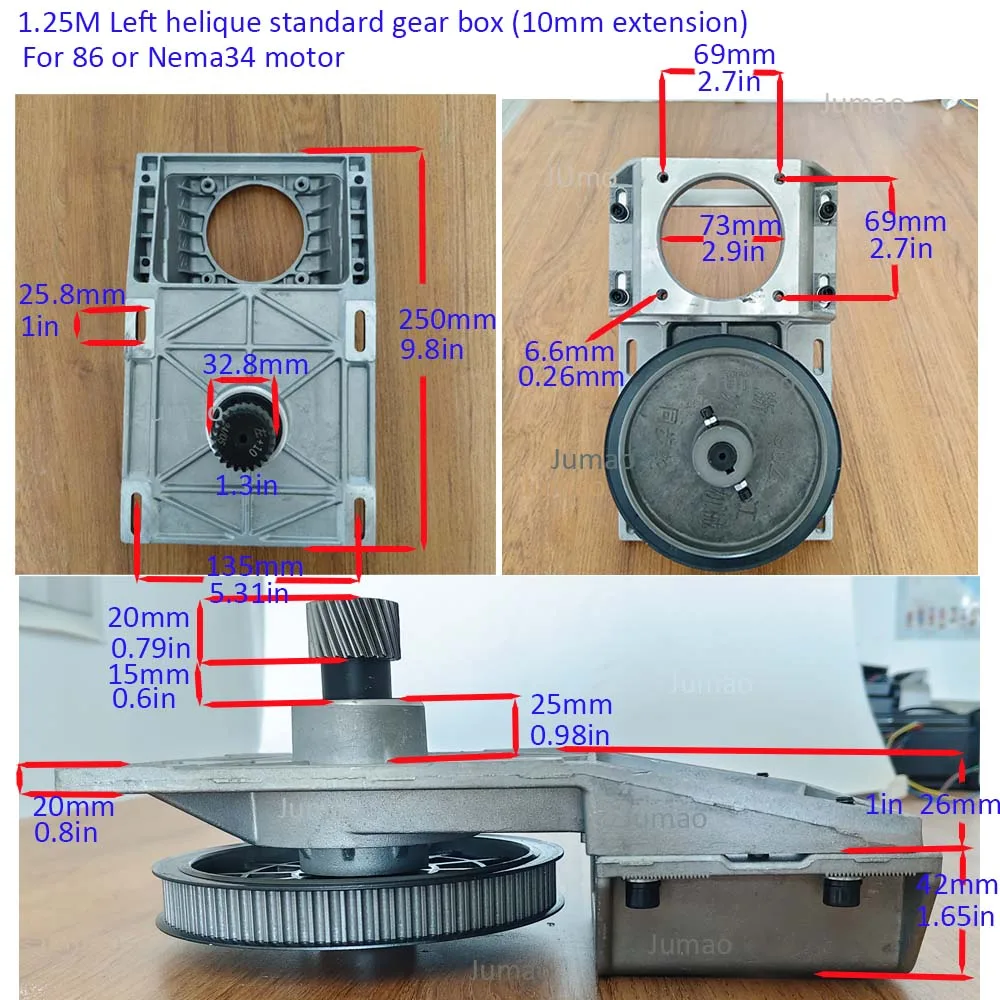 CNC Router Gearbox 1.5M Left Helical +10mm Extended Shaft
