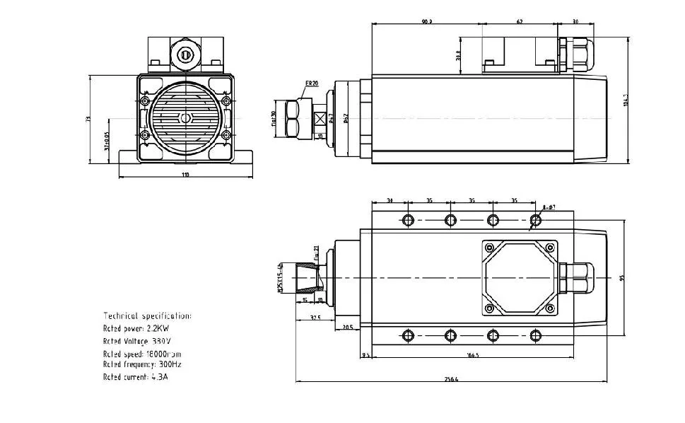 前程风冷主轴 GDF37-18Z 2.2KW with flange 详情图 4