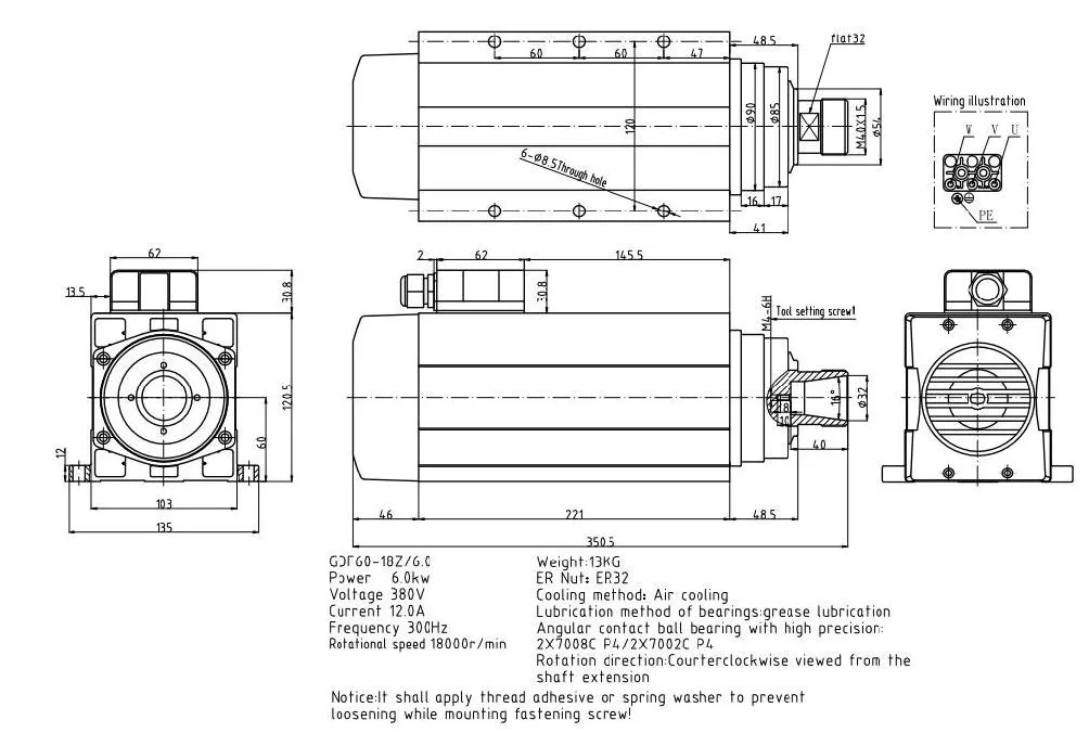 GDF60-18Z 6.0KW with flange detail photo 1