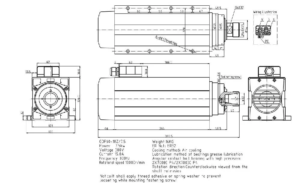 GDF60-18Z 7.5KW with flange detail photo 1