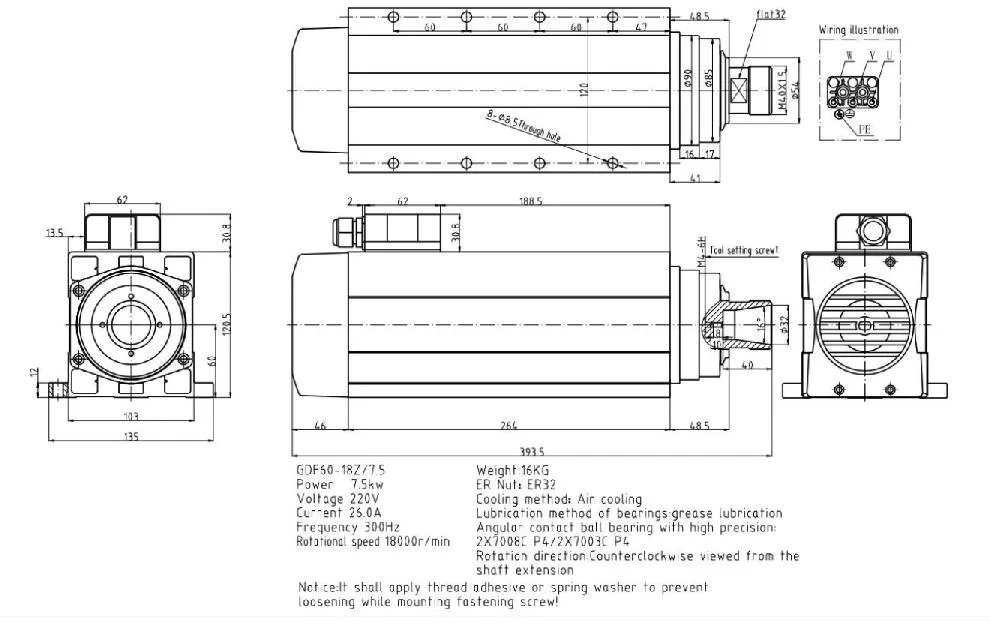 GDF60-18Z 7.5KW with flange detail photo 9