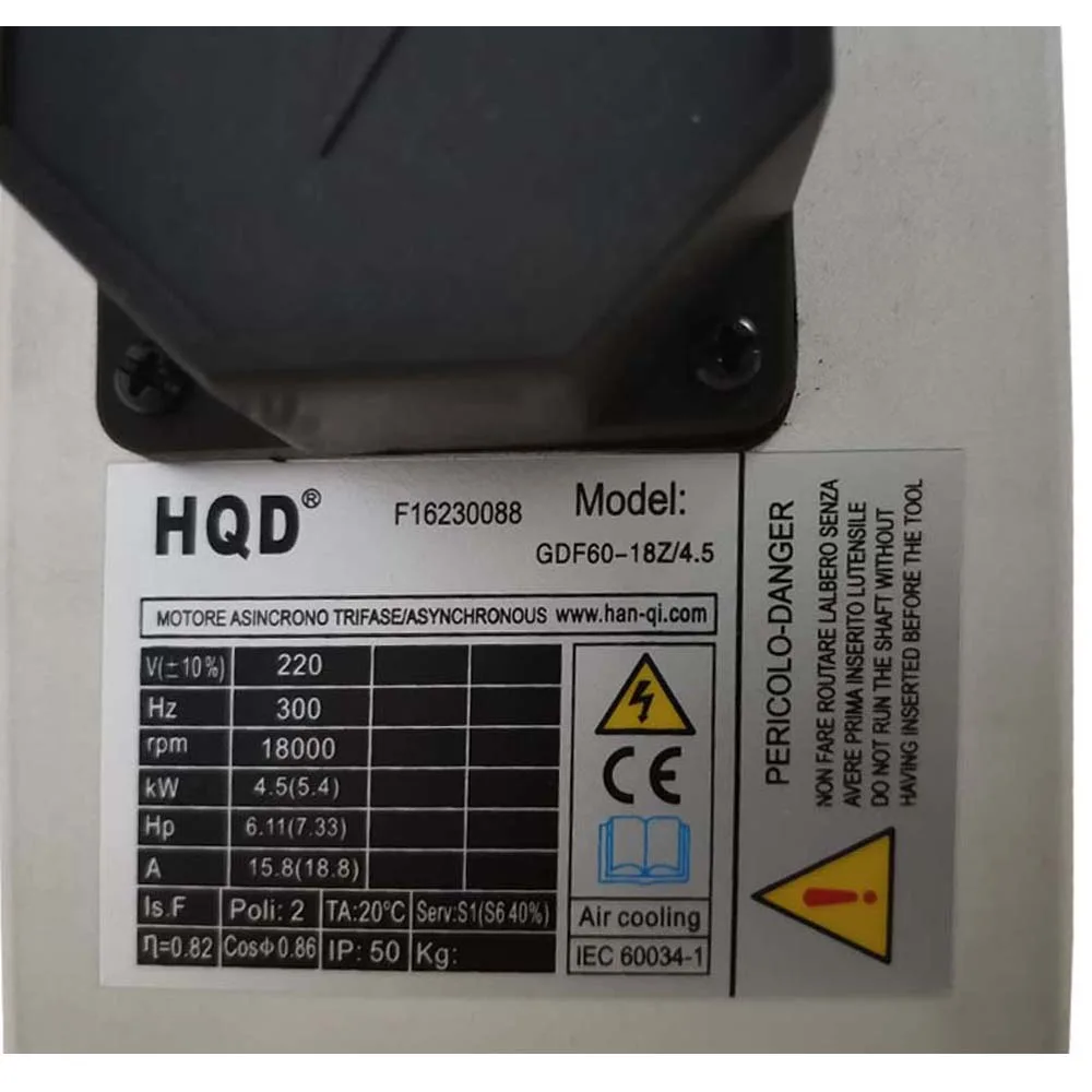 HQD GDF60-18Z 4.5kW Air-cooled Spindle detail photo 3