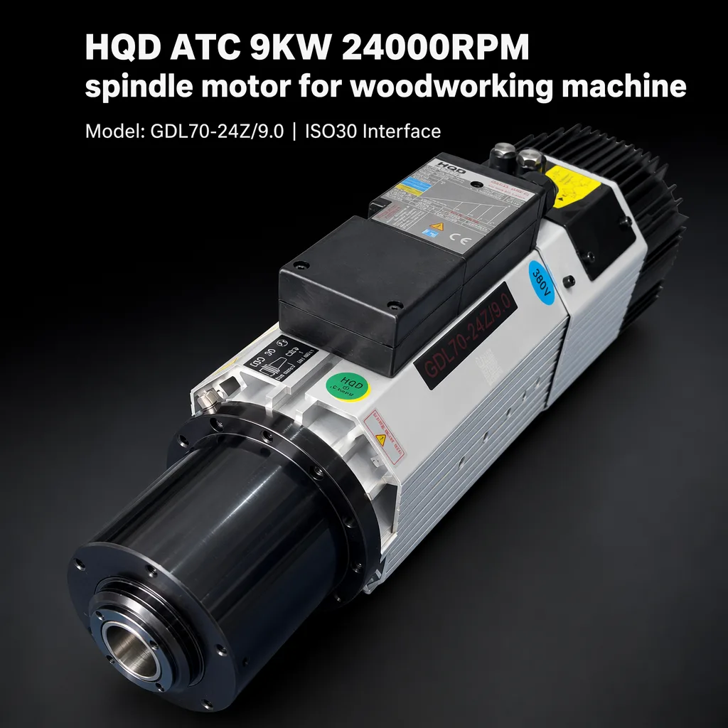 HQD GDL70-24Z/9.0 Long Shaft 9kW ATC Air-cooled Spindle Motor 3