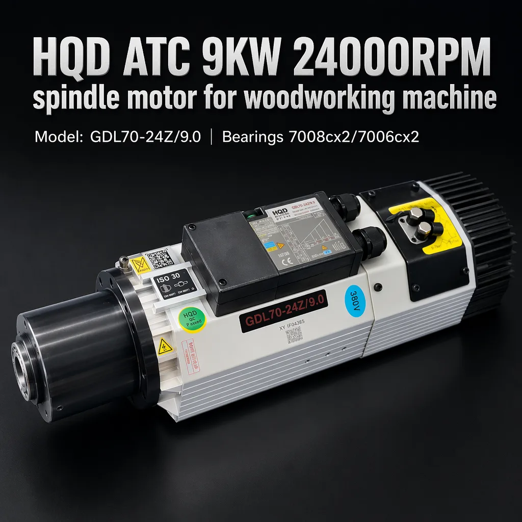 HQD GDL70-24Z/9.0 Long Shaft 9kW ATC Air-cooled Spindle Motor 5